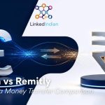 Comparison graphic of Aspora and Remitly money transfer services for sending money from the UK to India