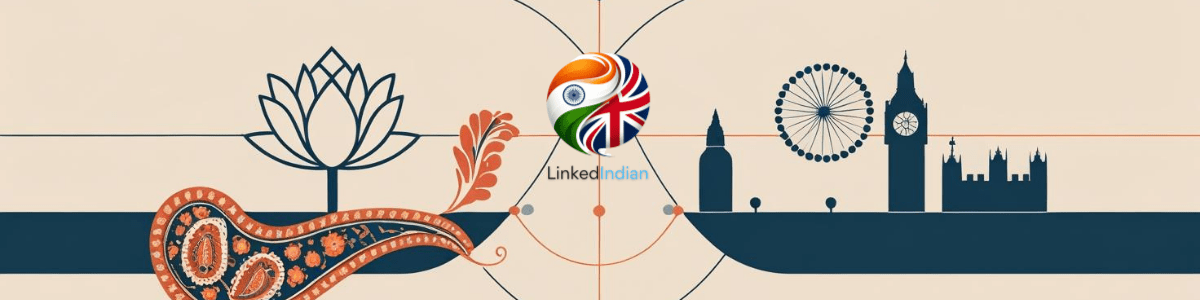 Abstract design representing the LinkedIndian mission to connect the Indian diaspora in the UK