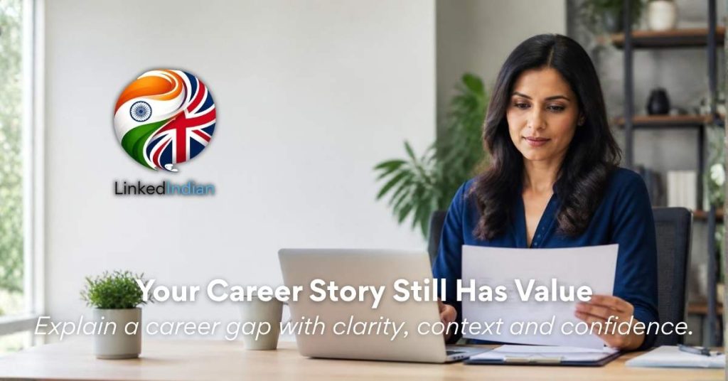 Professional reviewing a CV while preparing to explain a career gap
