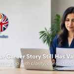 Professional reviewing a CV while preparing to explain a career gap