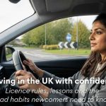South Asian professional learning to drive on a UK suburban road
