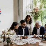 British Indian couple and family planning a multicultural wedding in a modern UK venue